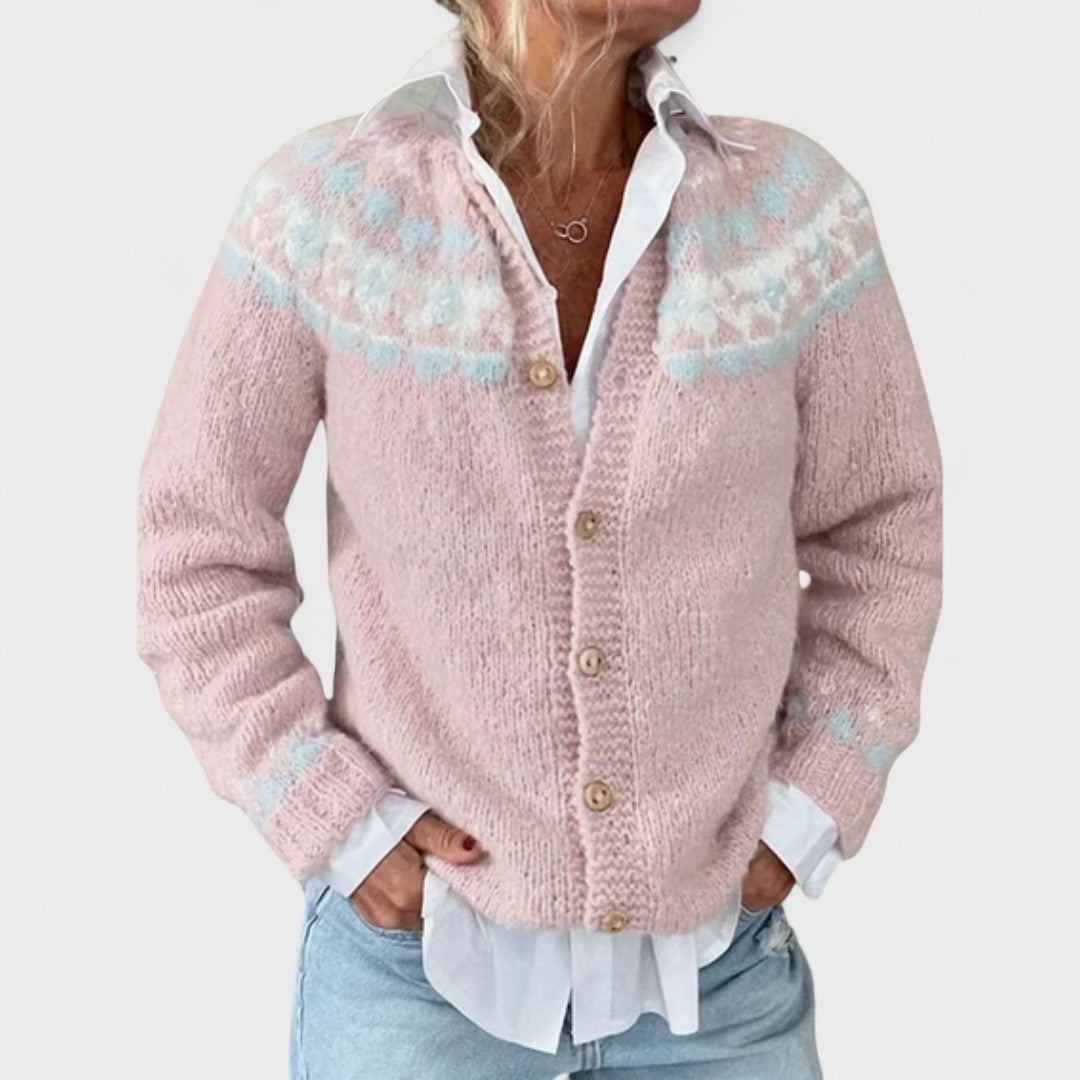 Élise - Stylish Patterned Loose Knit Cardigan