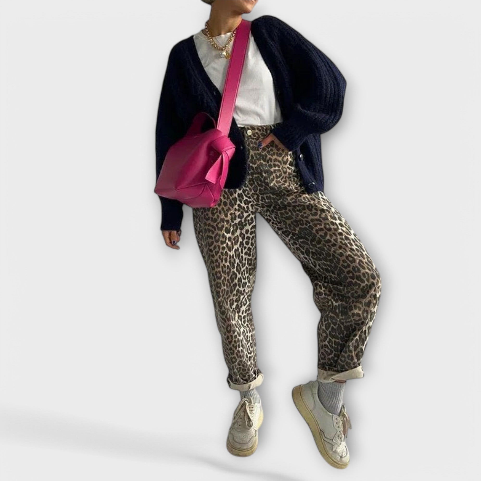 Élise™ Vintage Jeans with Leopard Print