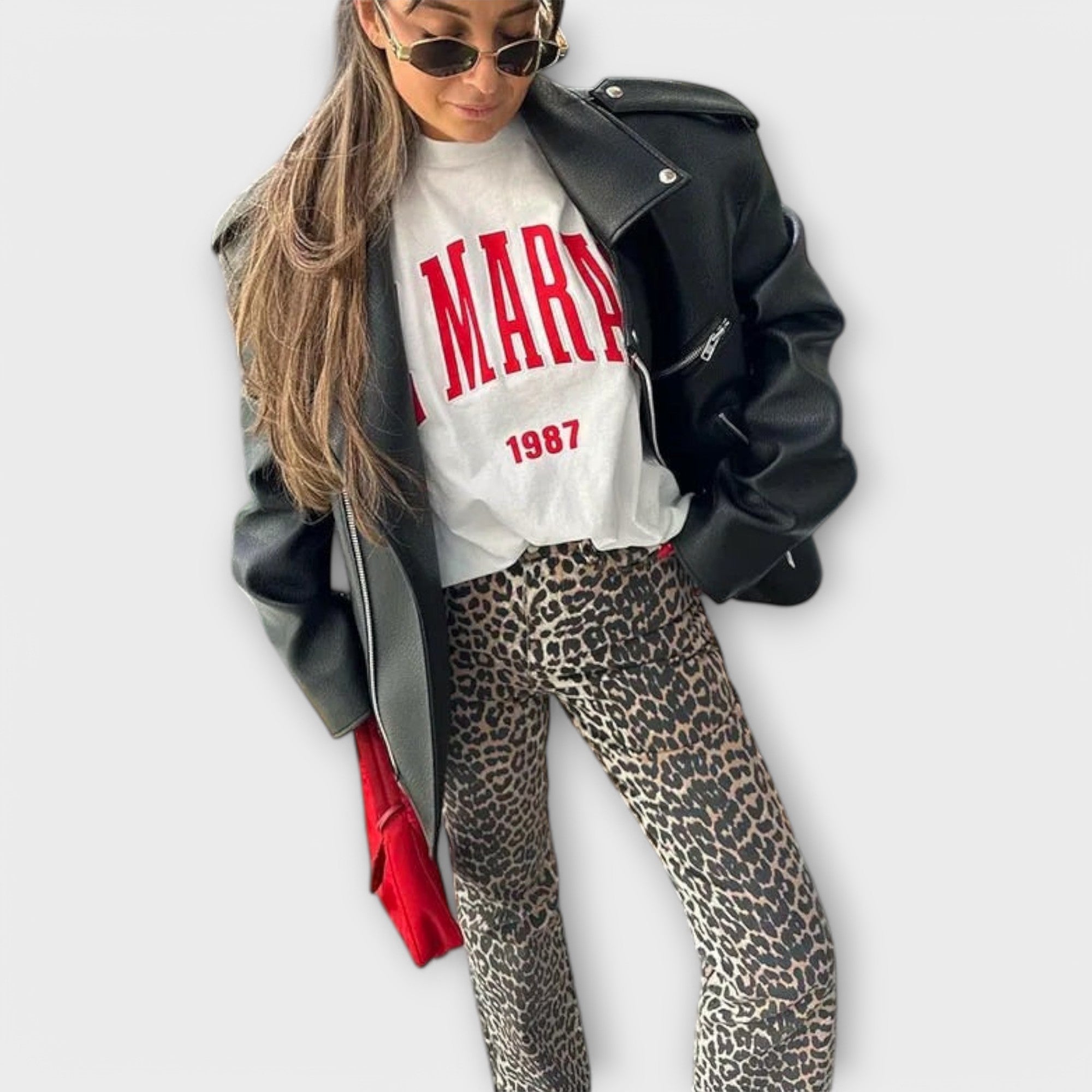 Élise™ Vintage Jeans with Leopard Print