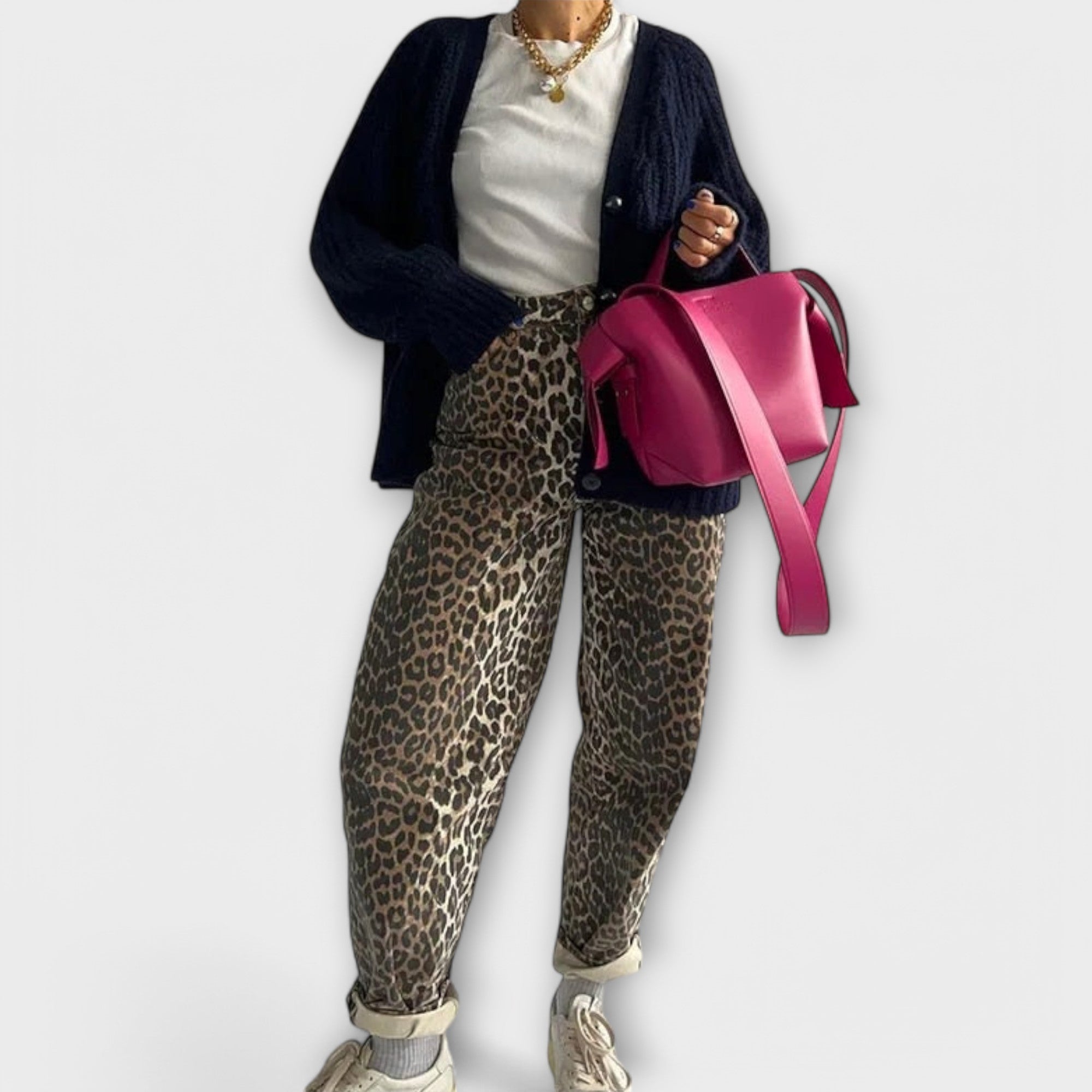 Élise™ Vintage Jeans with Leopard Print