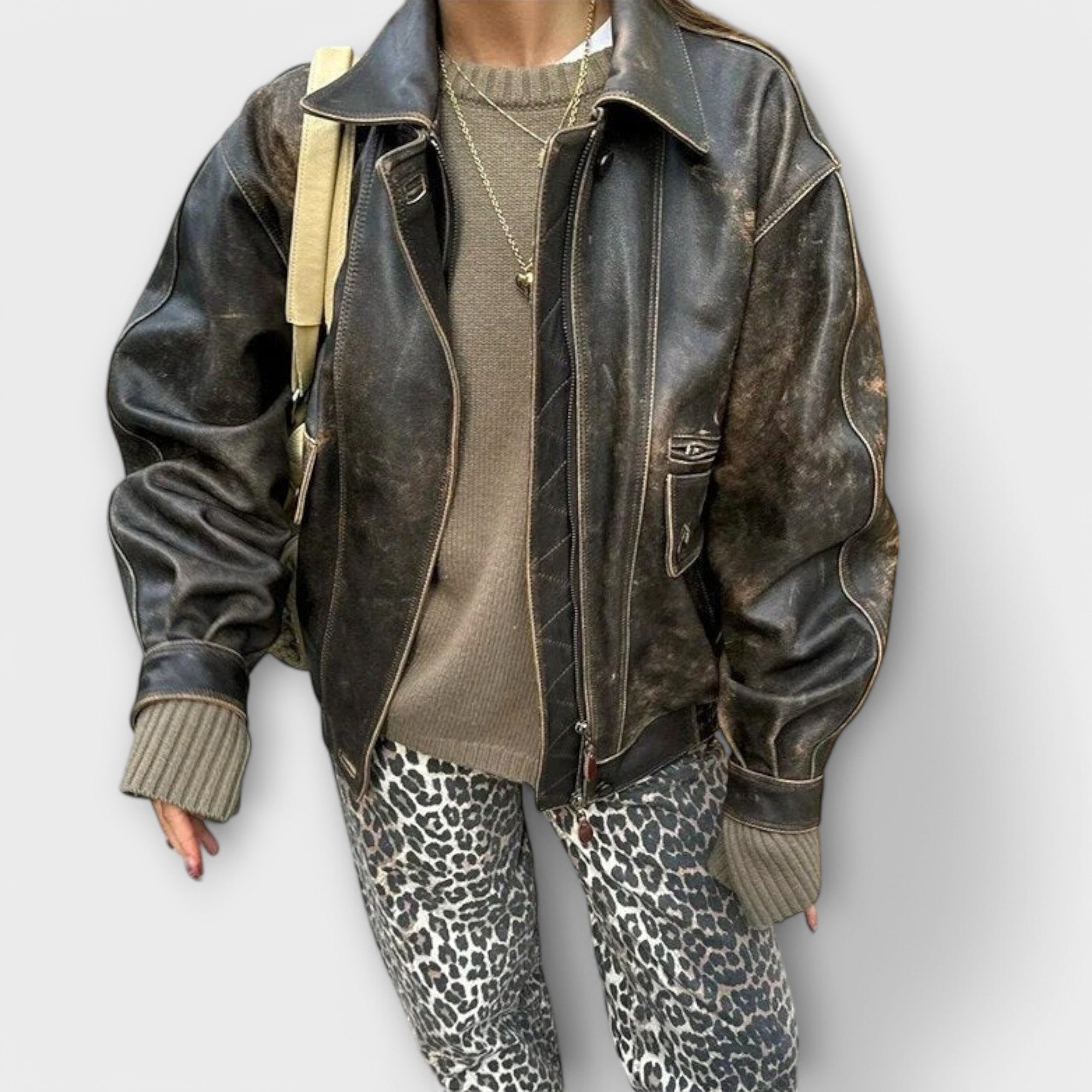 Élise™ Vintage Jeans with Leopard Print
