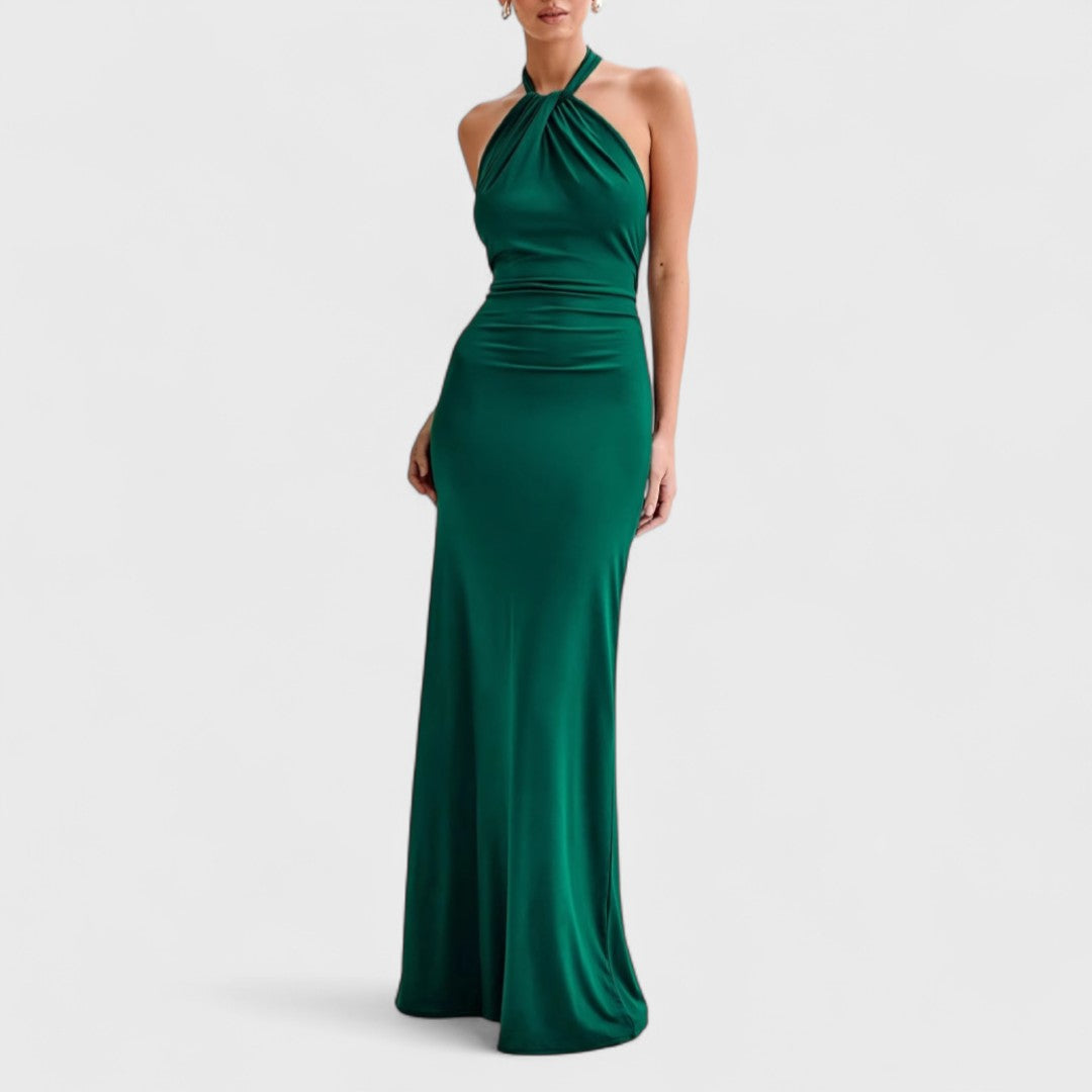 Élise™ – Curvy Silk Dress with Halter Neck
