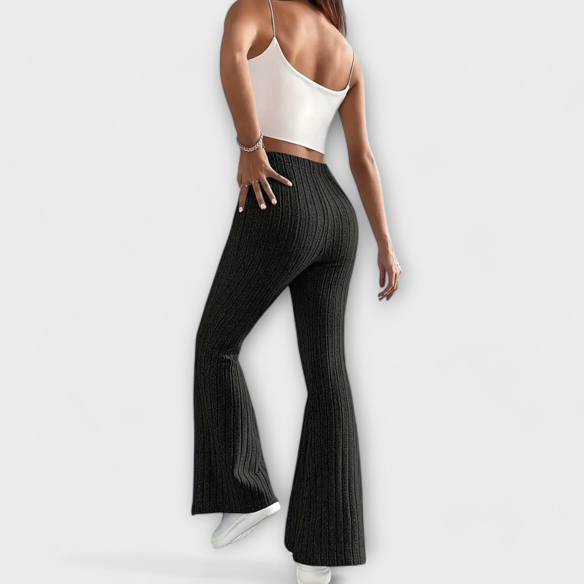 Élise™ – Flared Trousers with Fine Structure