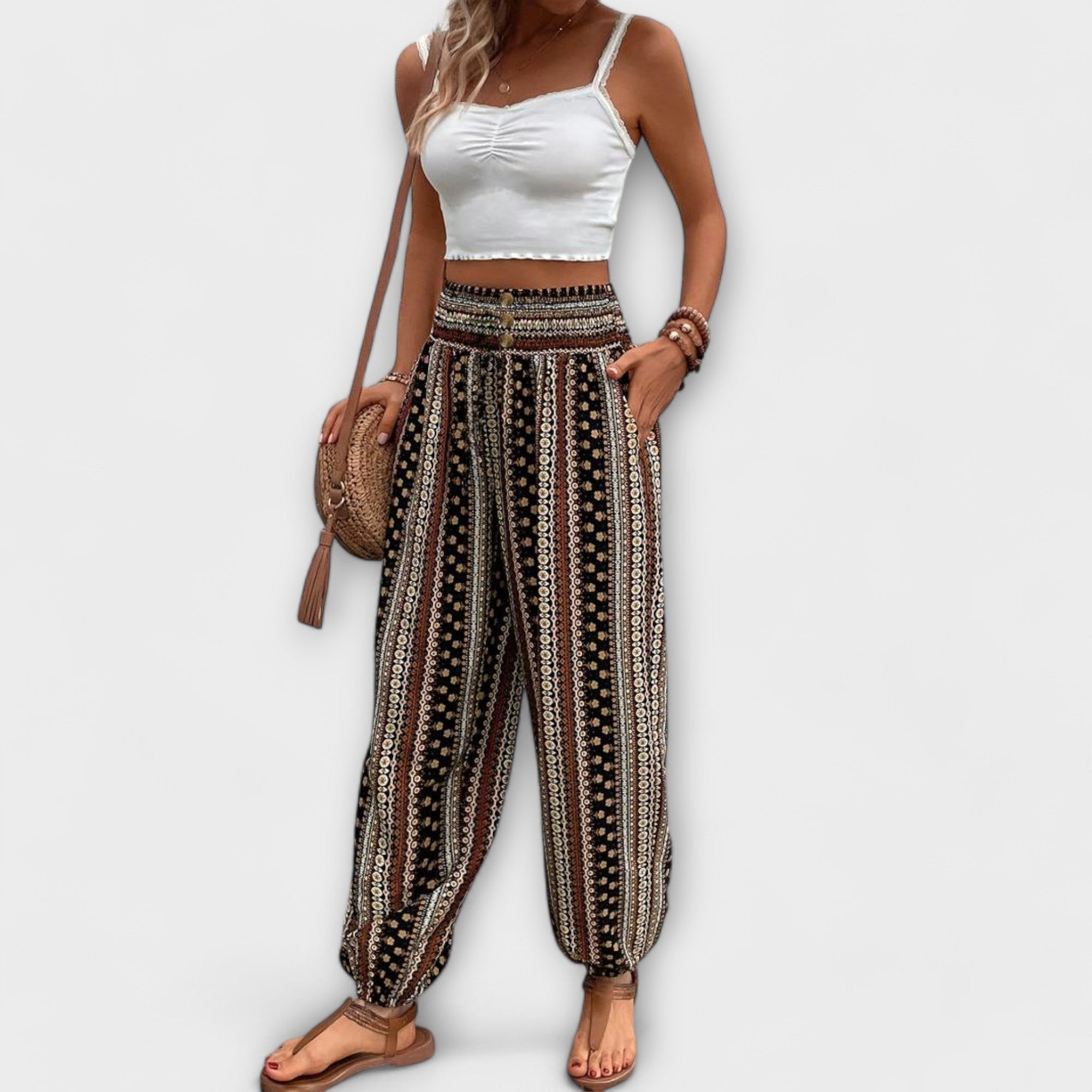 Élise™ - Tights with Ethnic Graphic