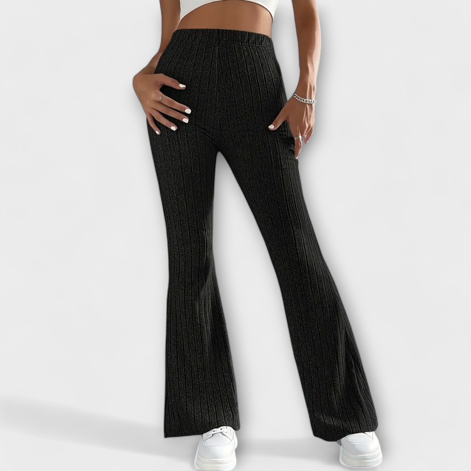 Élise™ – Flared Trousers with Fine Structure