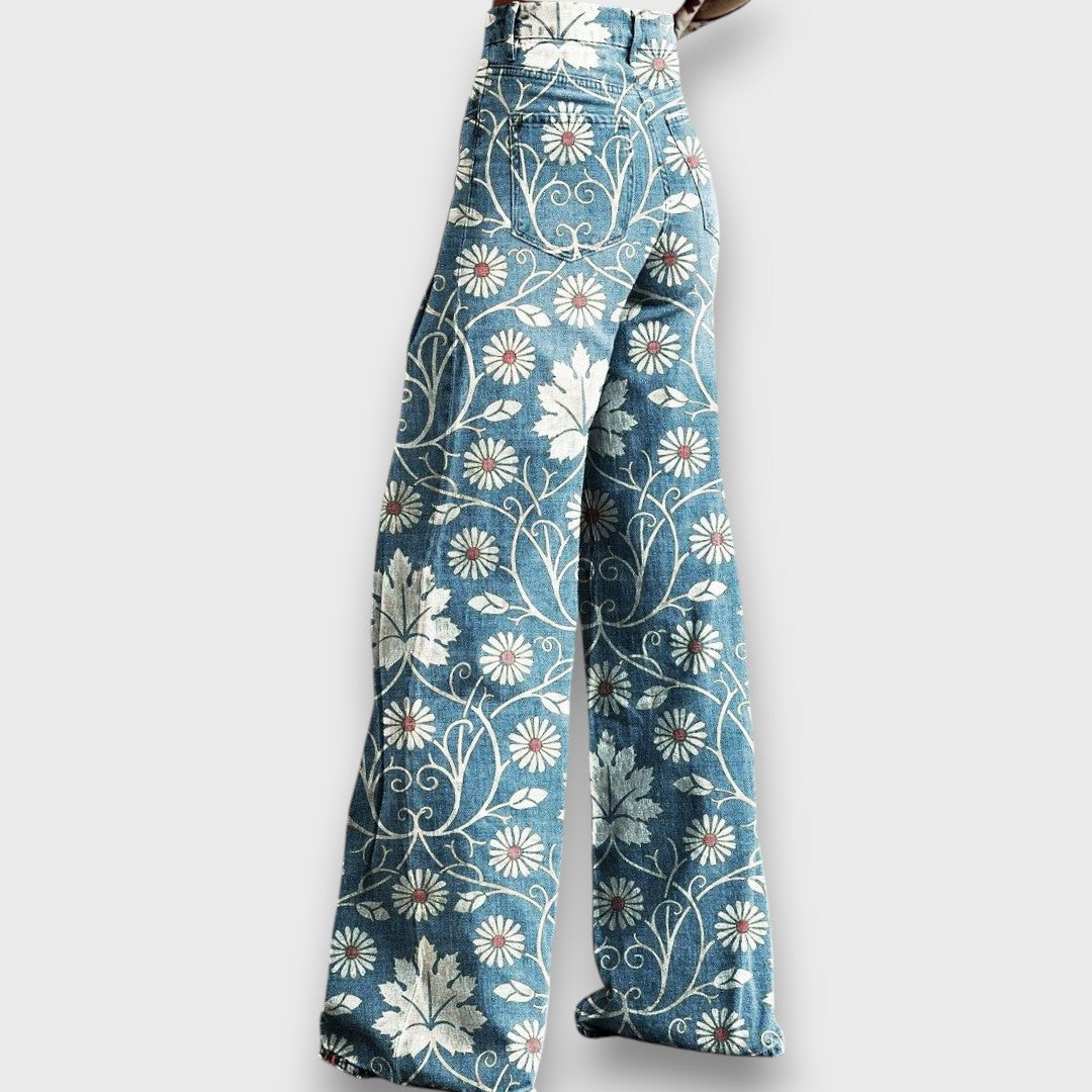 Élise™ – Boho Jeans with Floral Pattern