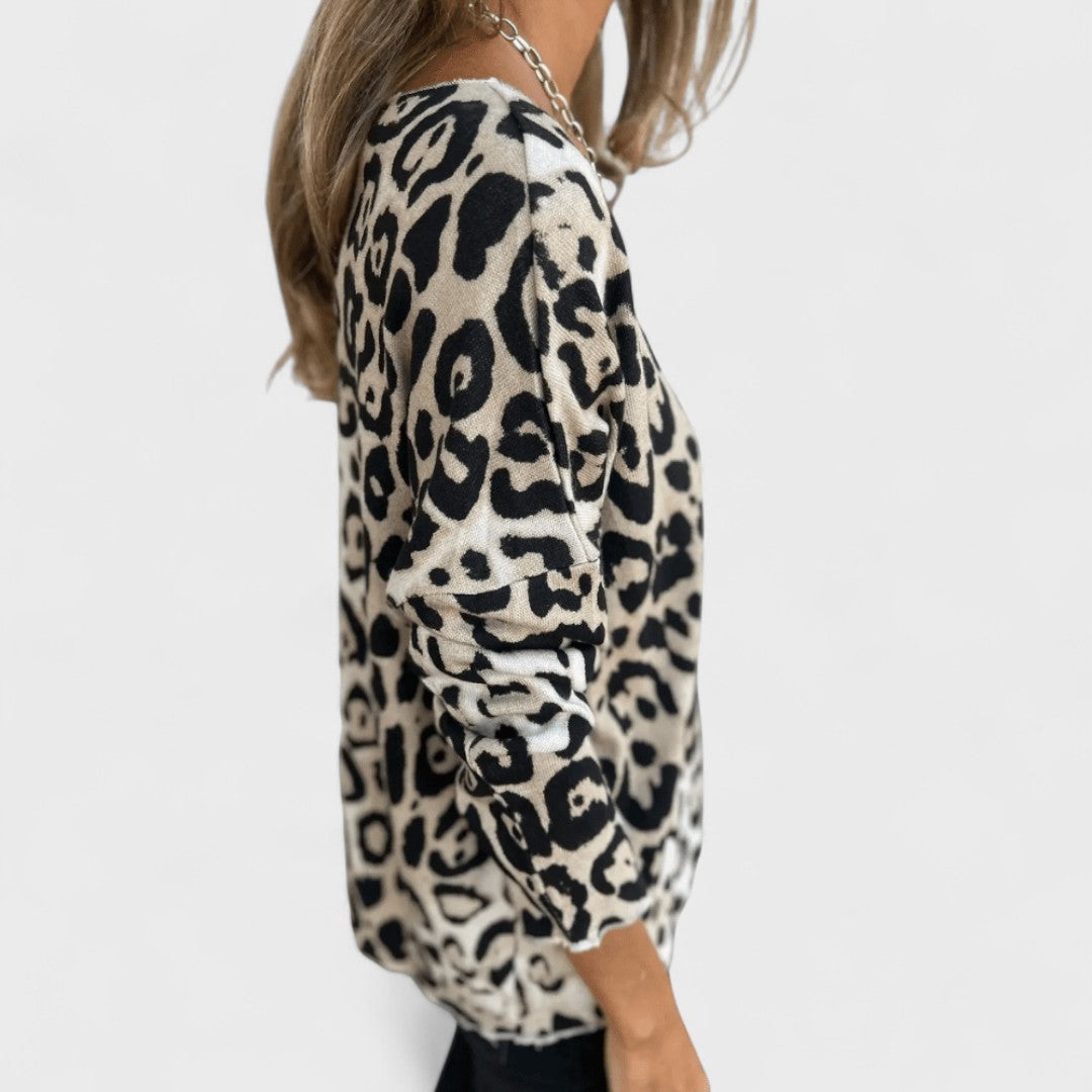 Élise™ - Women's Casual Top with Leopard Print