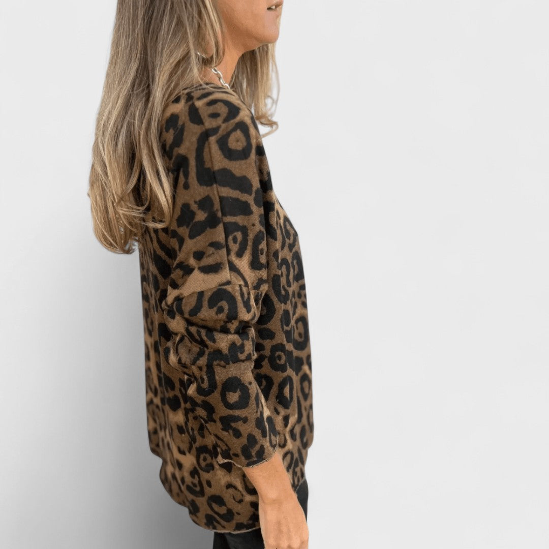 Élise™ - Women's Casual Top with Leopard Print