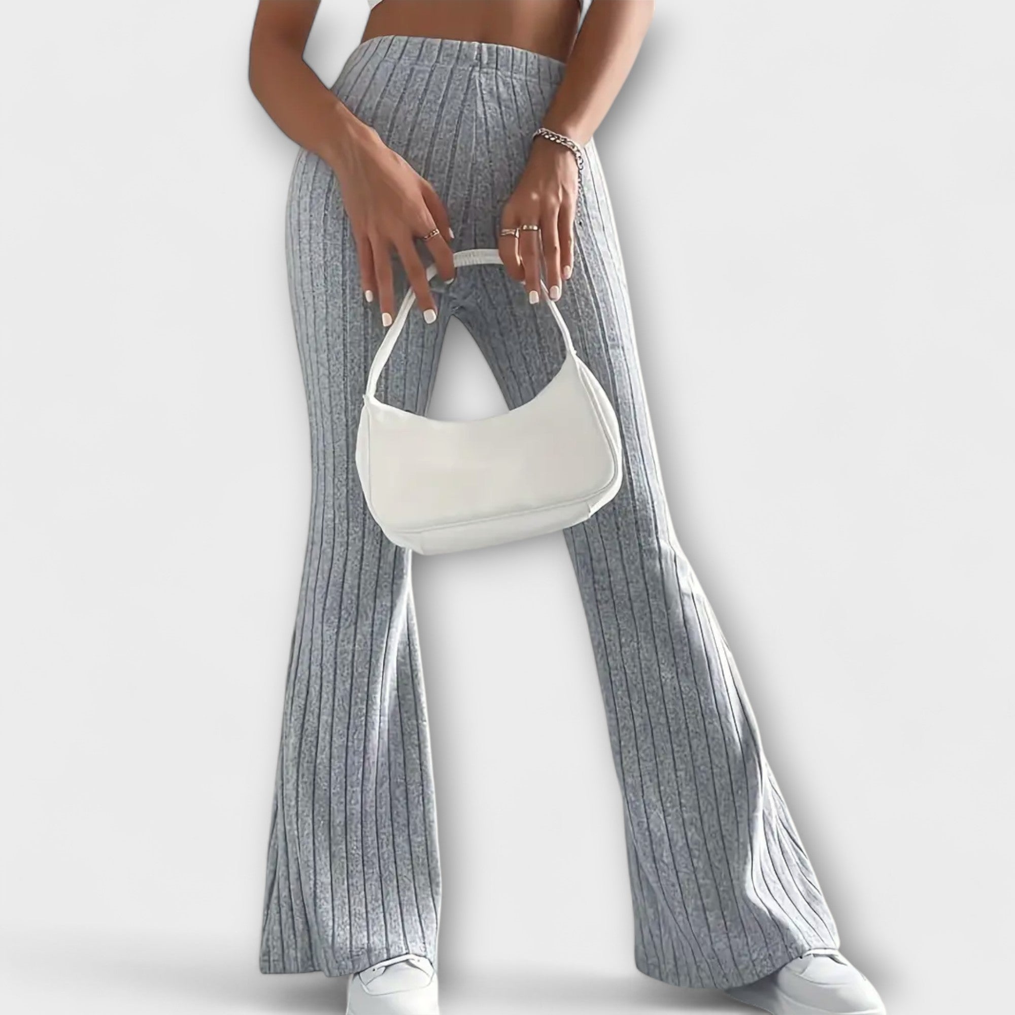 Élise™ – Flared Trousers with Fine Structure
