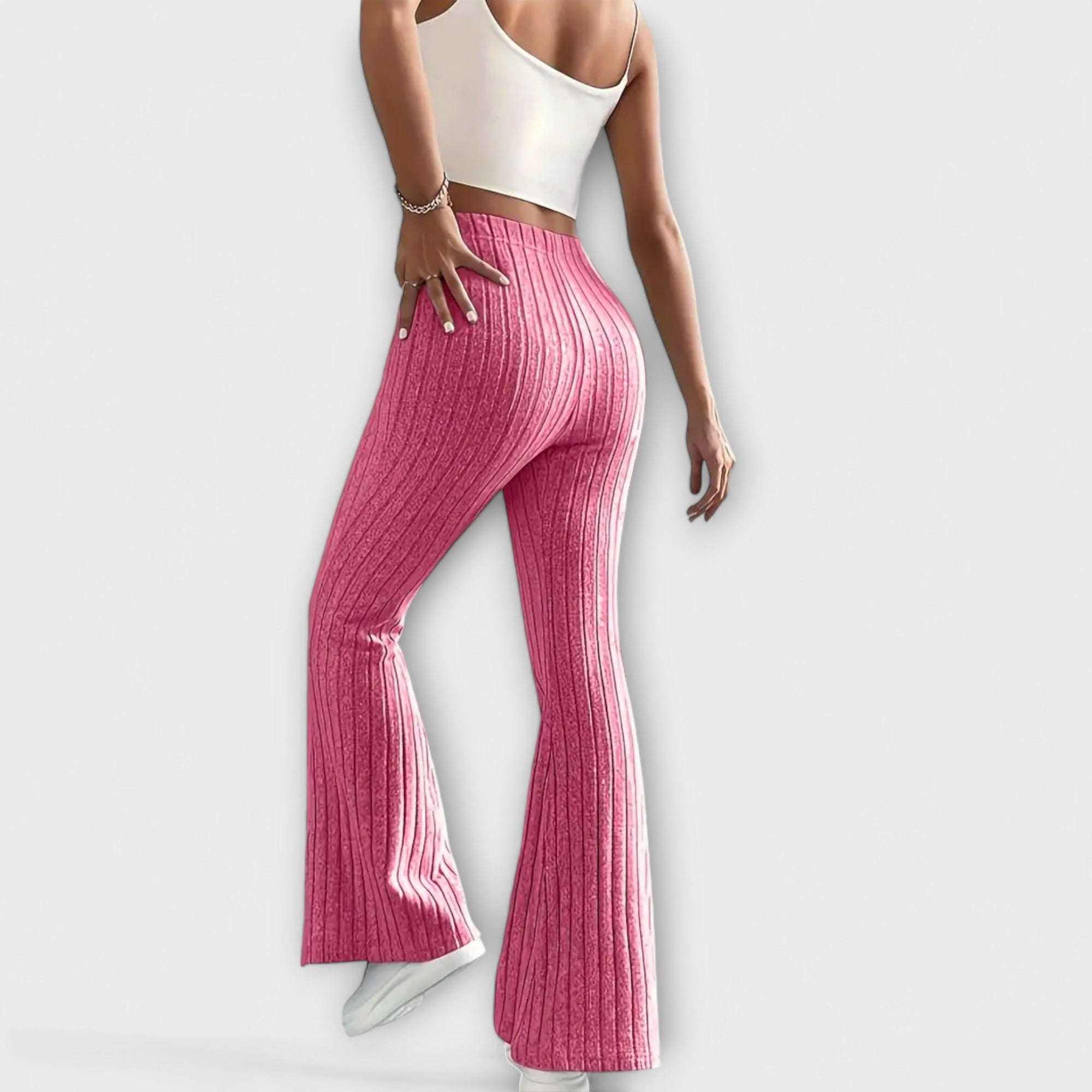 Élise™ – Flared Trousers with Fine Structure