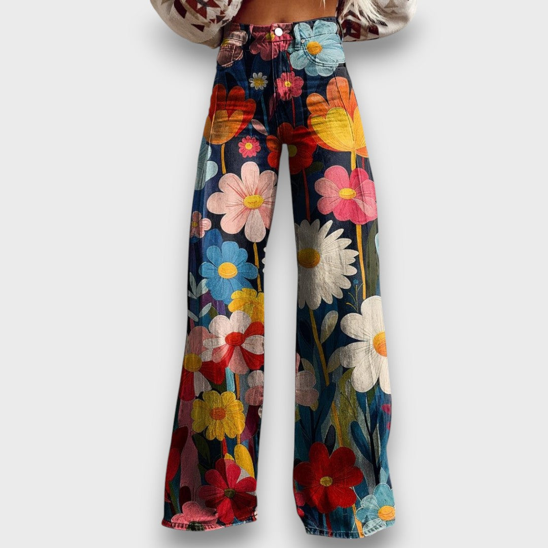 Élise™ – Wide-Leg Trousers with Floral Soul