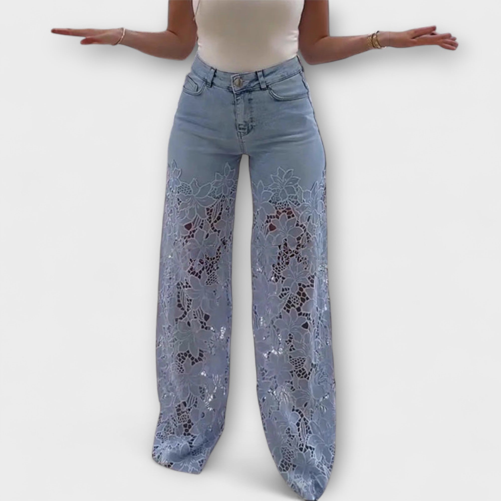 Élise™ Chic Patchwork Lace Jeans