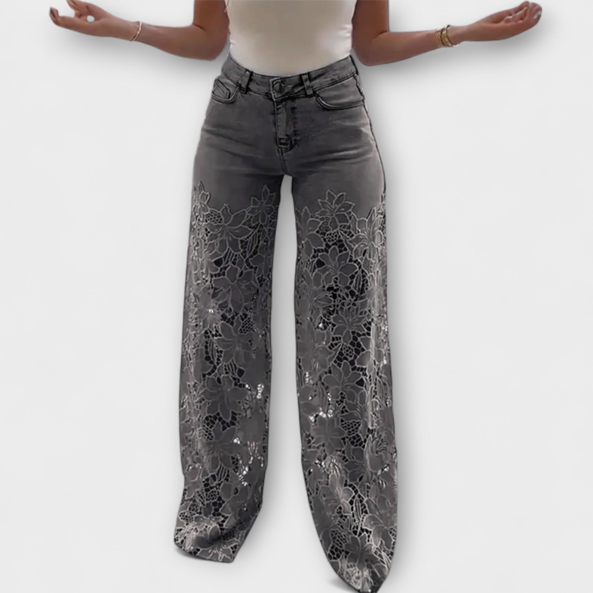 Élise™ Chic Patchwork Lace Jeans