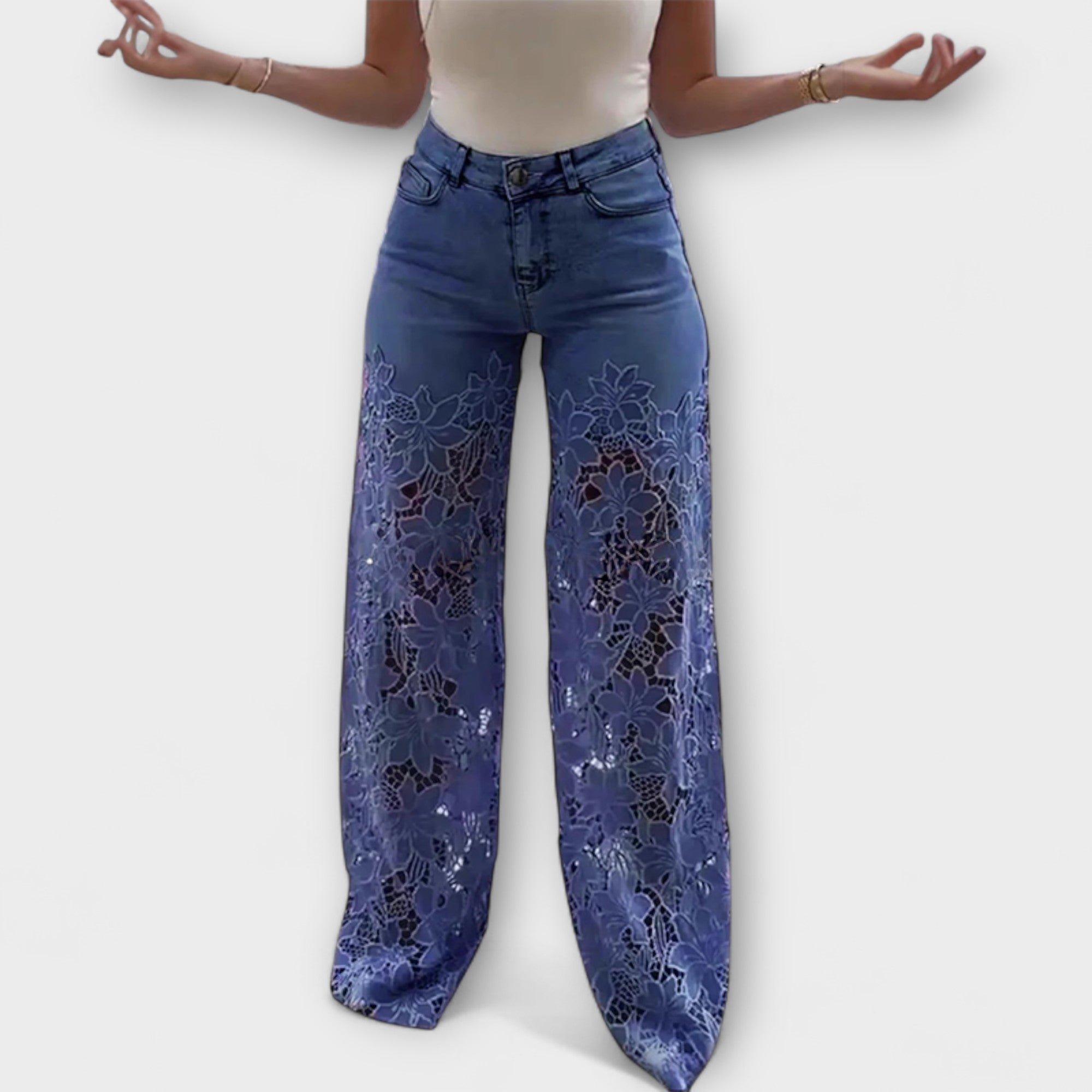 Élise™ Chic Patchwork Lace Jeans