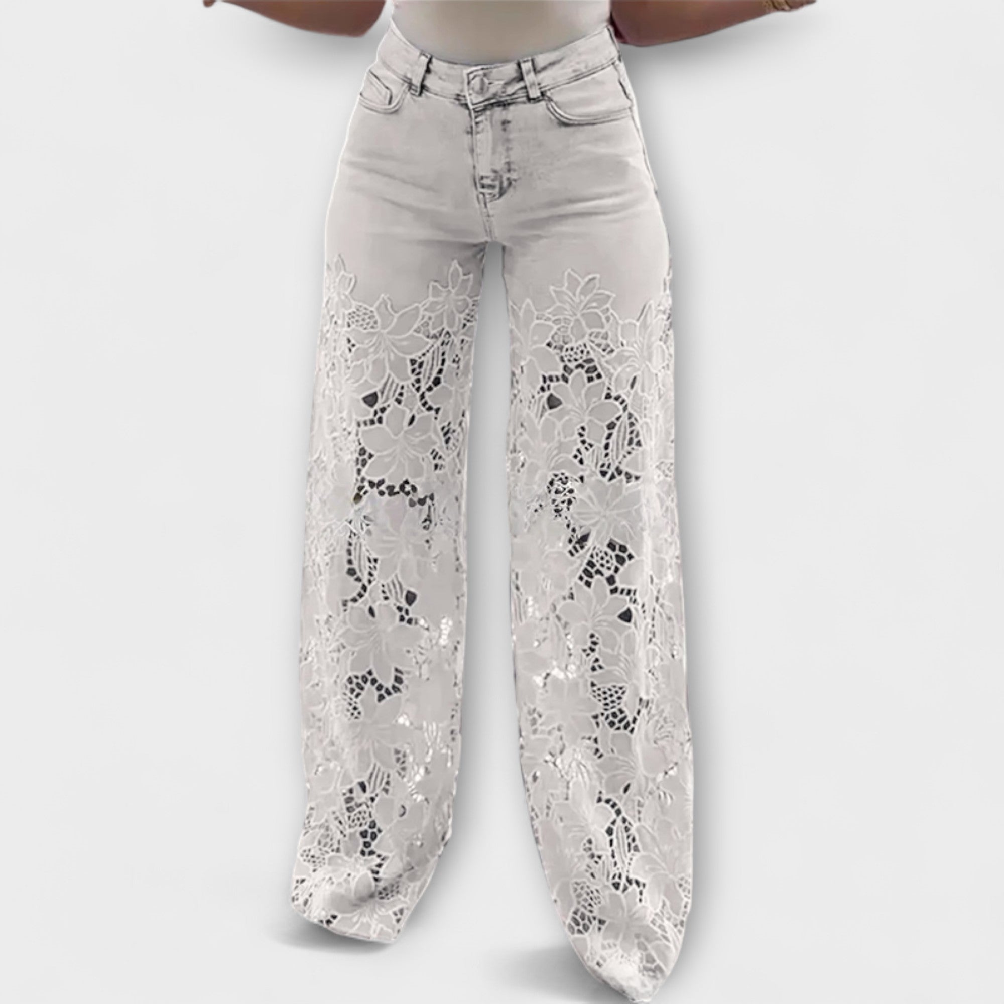 Élise™ Chic Patchwork Lace Jeans