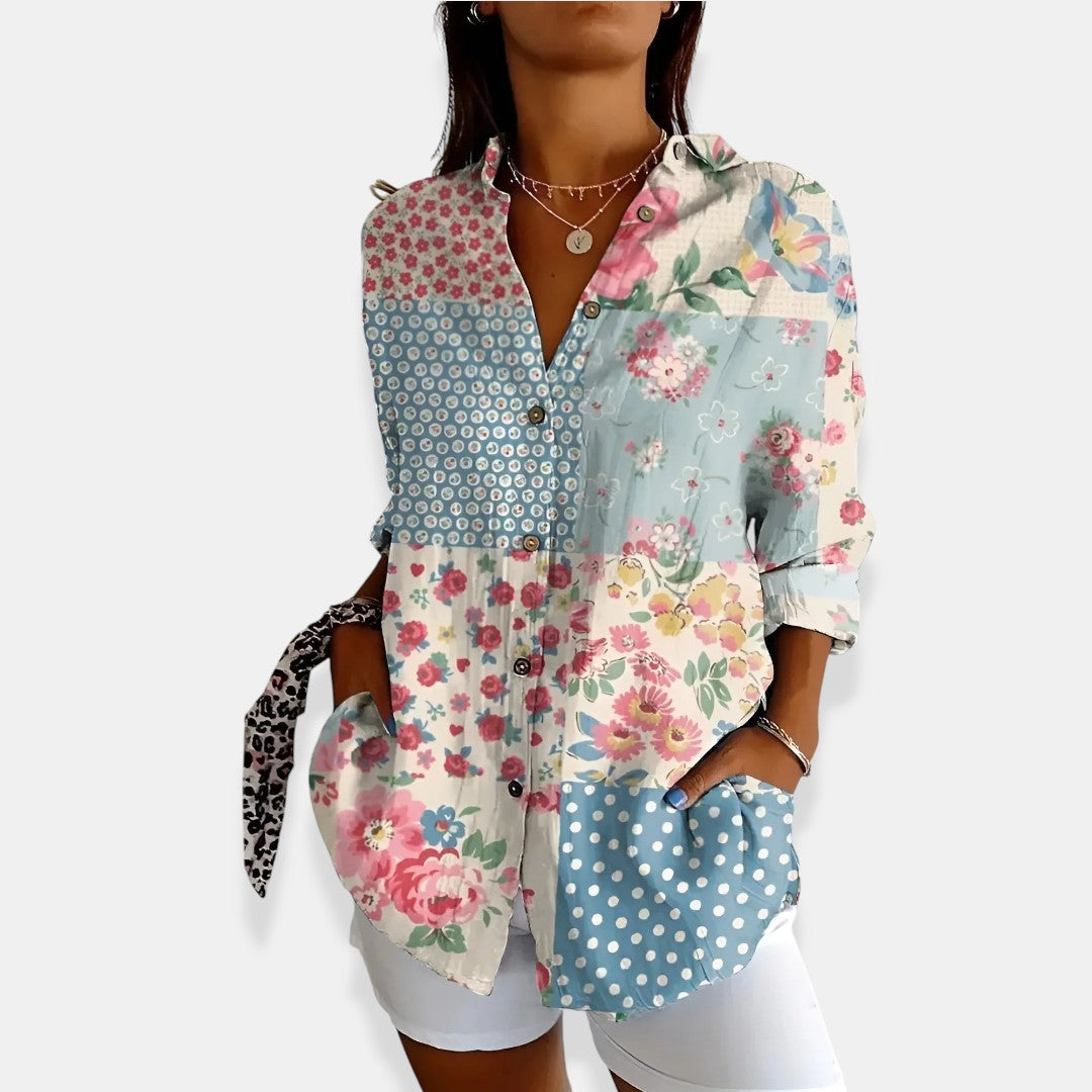 Élise™ | Floral Blouse with Button Closure