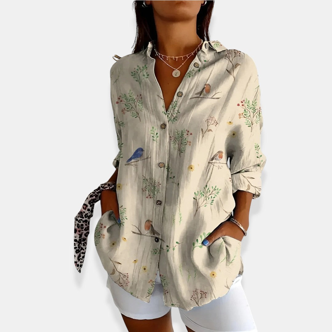 Élise™ | Floral Blouse with Button Closure