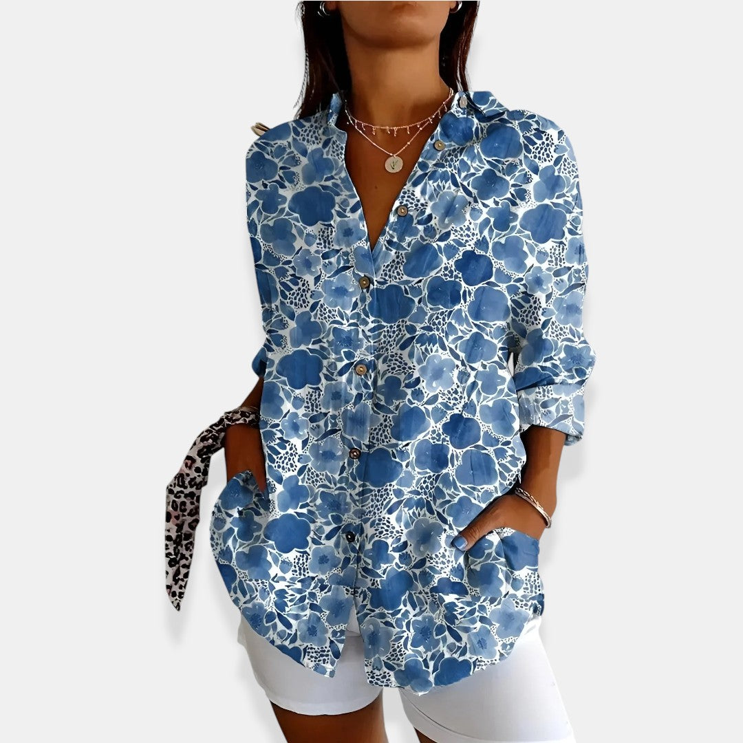 Élise™ | Floral Blouse with Button Closure