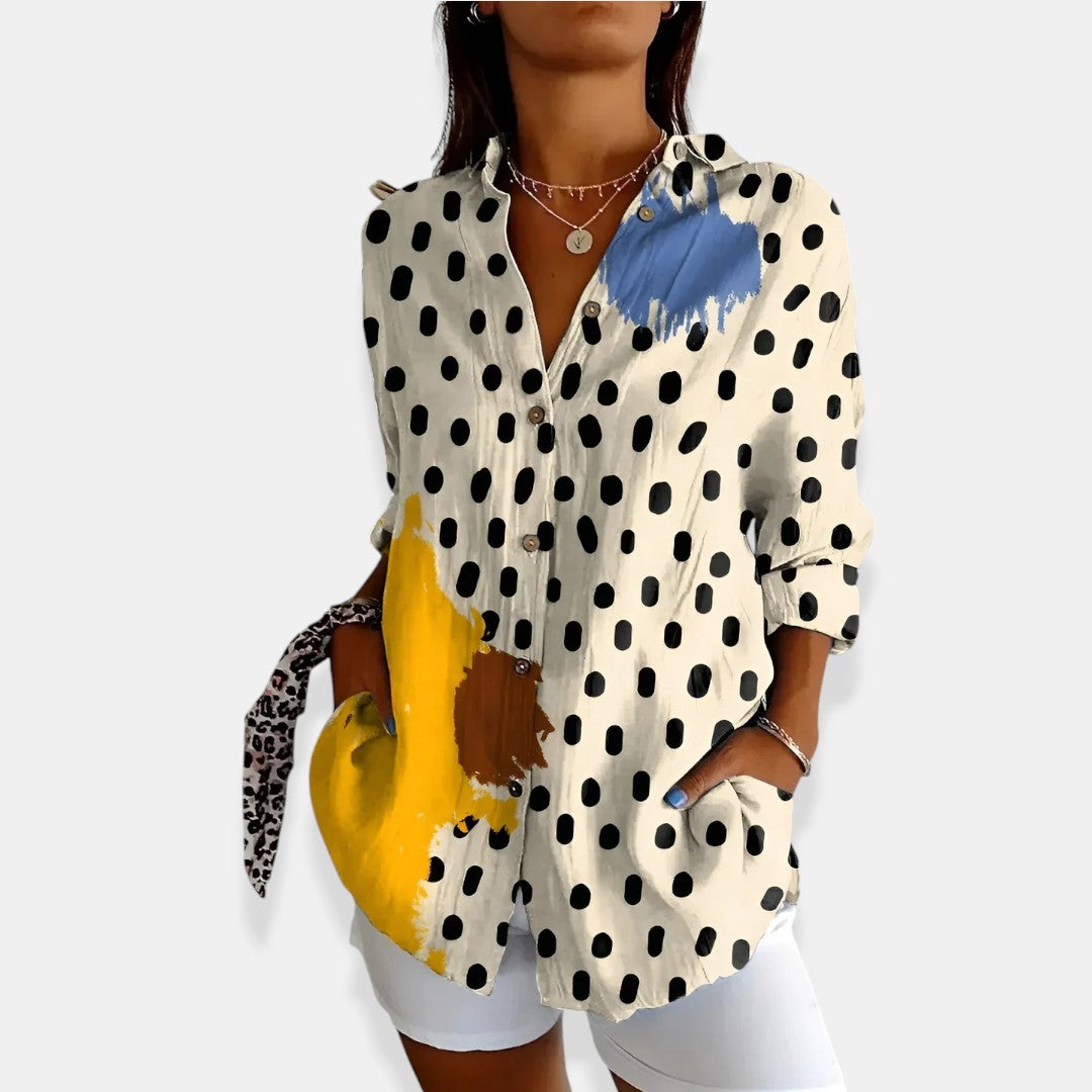 Élise™ | Floral Blouse with Button Closure