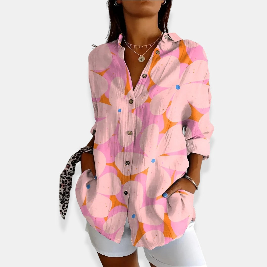 Élise™ | Floral Blouse with Button Closure