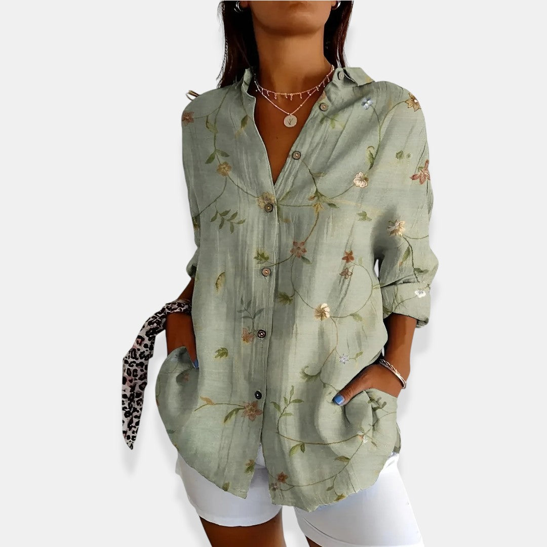 Élise™ | Floral Blouse with Button Closure