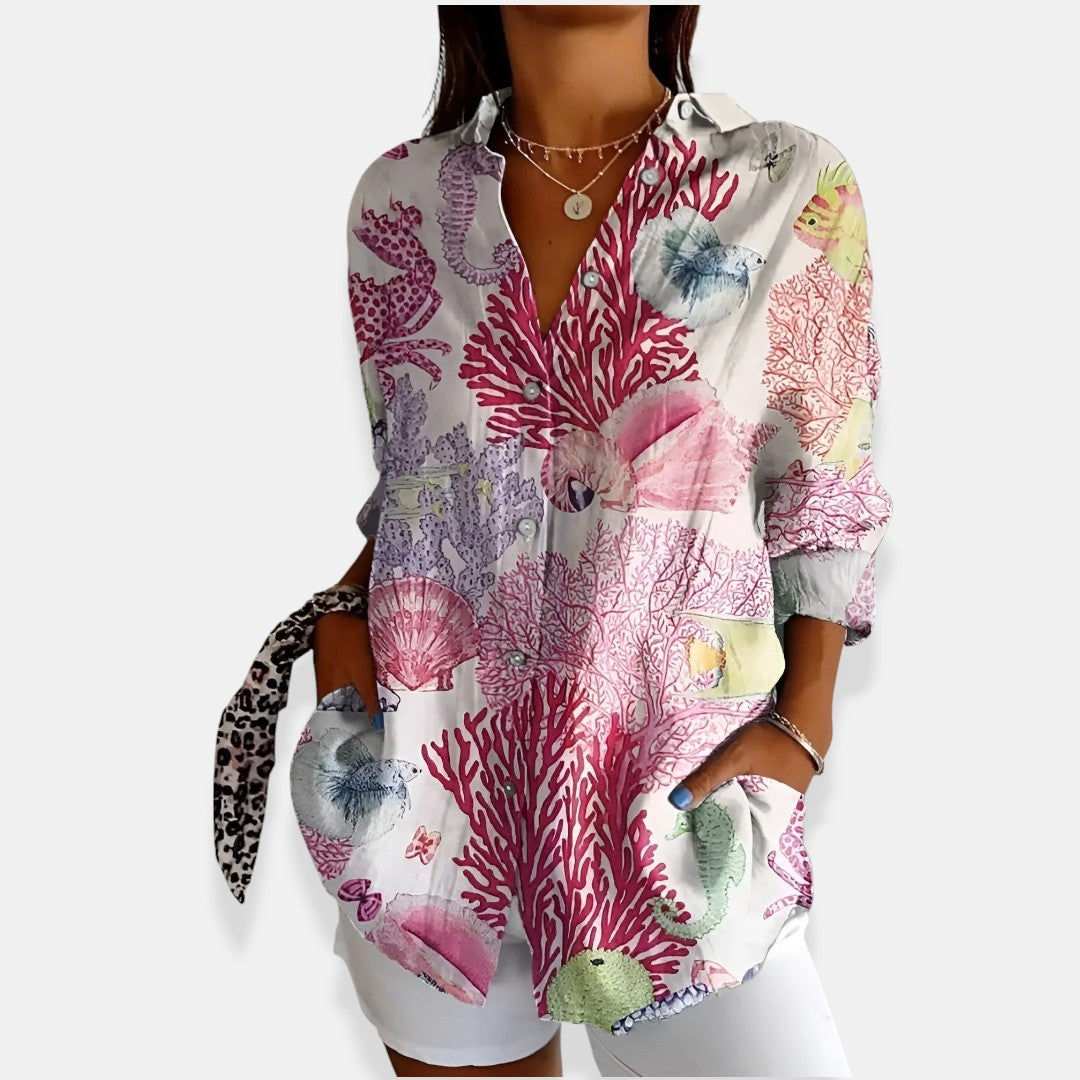 Élise™ | Floral Blouse with Button Closure